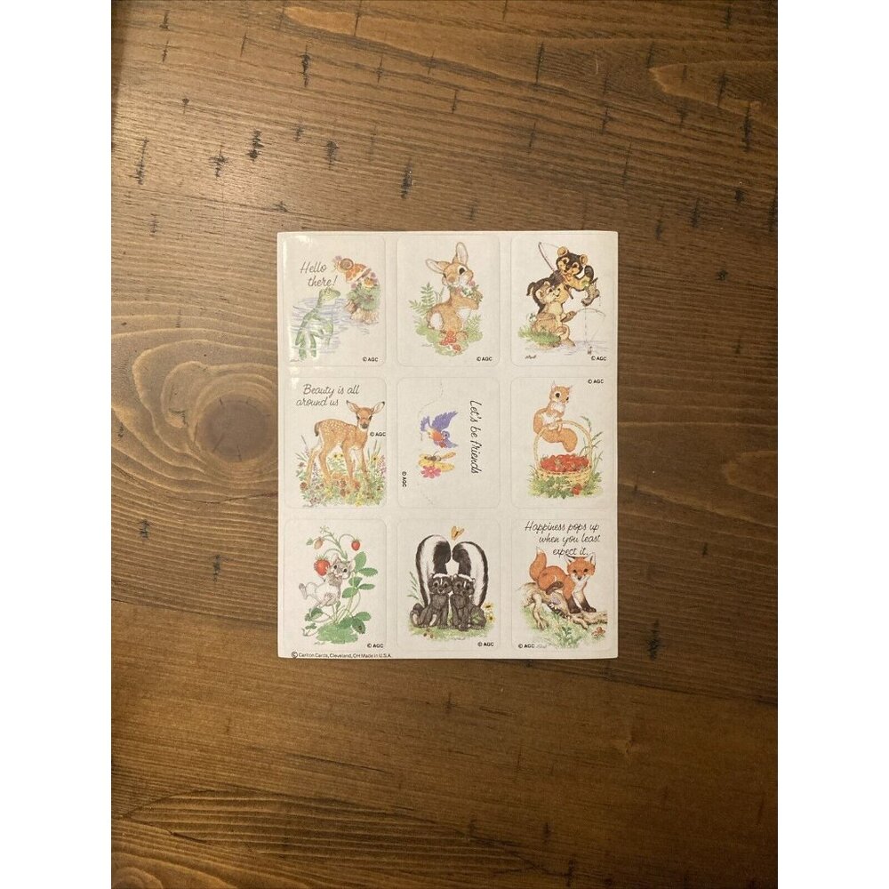 VINTAGE American Greetings Positive Thoughts Woodland Animals Bunny Skunk